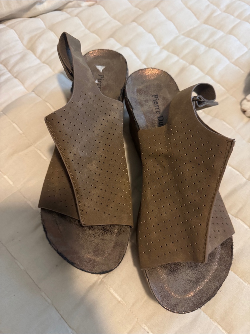 Pierre Dumas dark Taupe Perforated Slingback Sandals